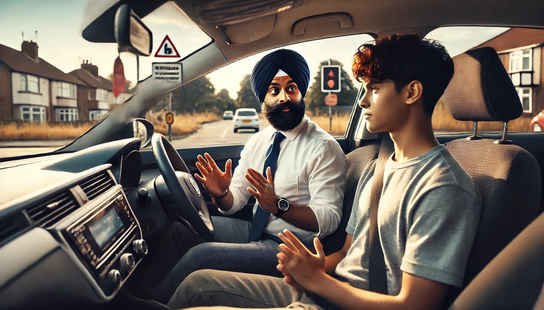 Driving instructor with learner car